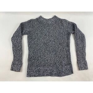 Loft Sweater Women's Size S Navy Blue Long Sleeve Knit Keyhole Back Button Loops